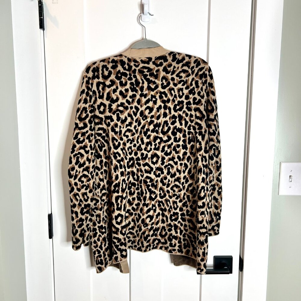 J. Crew Chunky Leopard Print Open Front Tan Black… - image 7